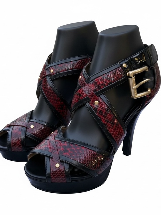 Michael Kors Shoes - Michael Kors Red Snakeskin Cross-Strap High Heel Sandals